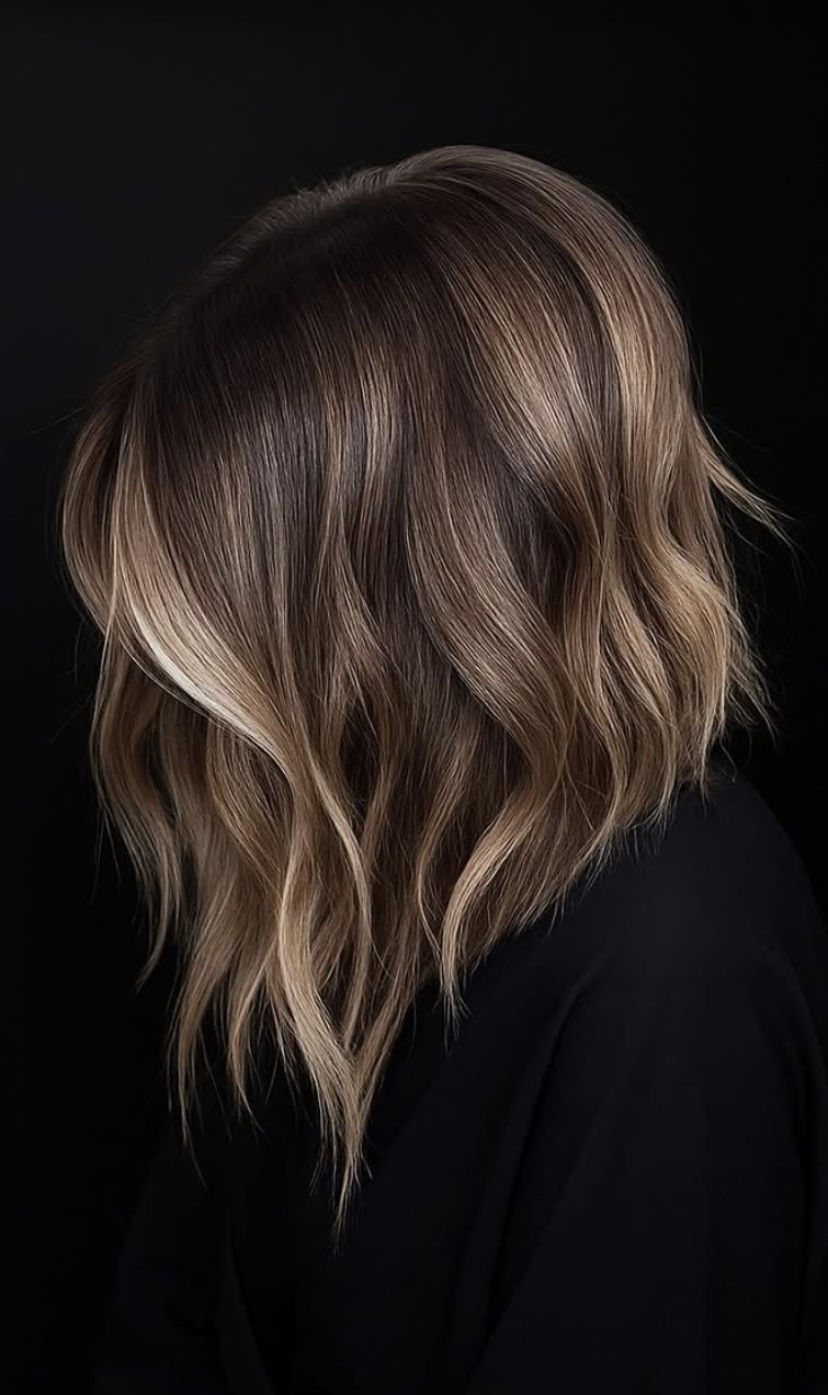 Dark balayage with dimensional highlights